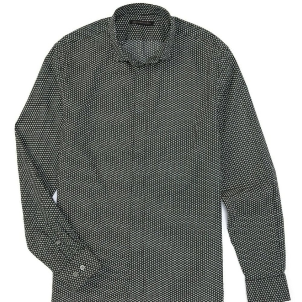 New JOHN VARVATOS Star USA Men's Rodney Geo Patterned Concealed Placket Button S - Picture 6 of 9